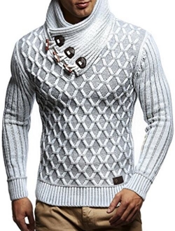 Mens Knitted Pullover | Long-sleeved with geometric pattern | Winter pullover with shawl collar for Men
