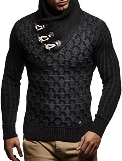 Mens Knitted Pullover | Long-sleeved with geometric pattern | Winter pullover with shawl collar for Men