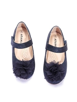 ADAMUMU Grils Dress Shoes Flower Girl Shoes for Weeding Cute Toddler Mary Jane Shoes Casual Lace Flore Ballet Flat, and 12 Sizes