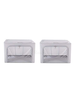 Collapsible Clothes & Bedding Storage Boxes - Under-Bed or in Closet - Pack of 2 Large Organizers (77L) (Camel)