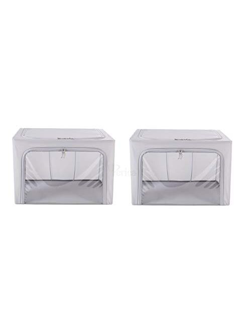 Periea Collapsible Clothes & Bedding Storage Boxes - Under-Bed or in Closet - Pack of 2 Large Organizers (77L) (Camel)