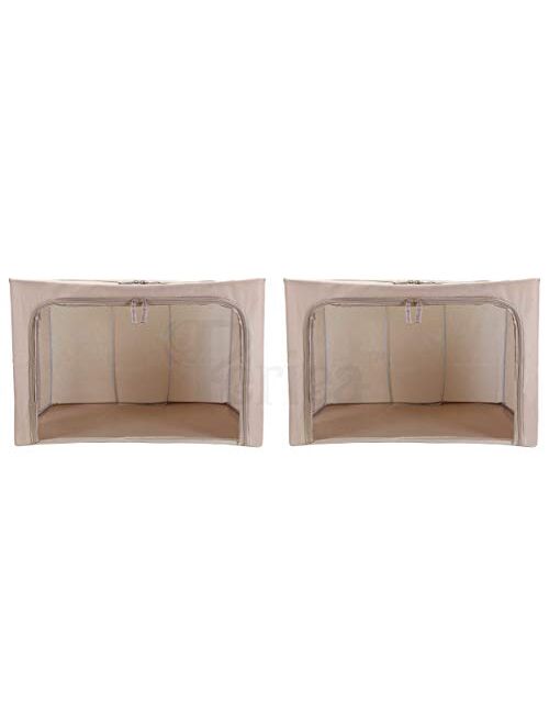 Periea Collapsible Clothes & Bedding Storage Boxes - Under-Bed or in Closet - Pack of 2 Large Organizers (77L) (Camel)