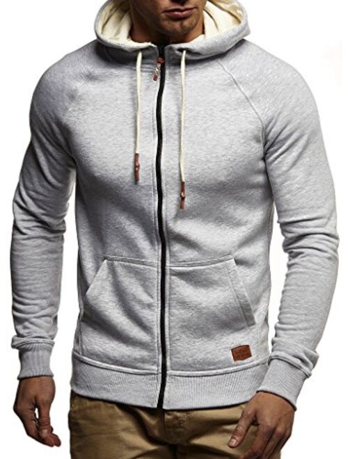 Leif Nelson Men's Sweatshirt Jacket Slim Fit | Full Zip Sweater for Men | Longsleeve Basic hooded Jacket