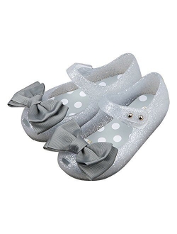 iFANS Girls Princess Mary Jane Cloth Bow Jelly Shoes Flats(Toddler Little Kids)