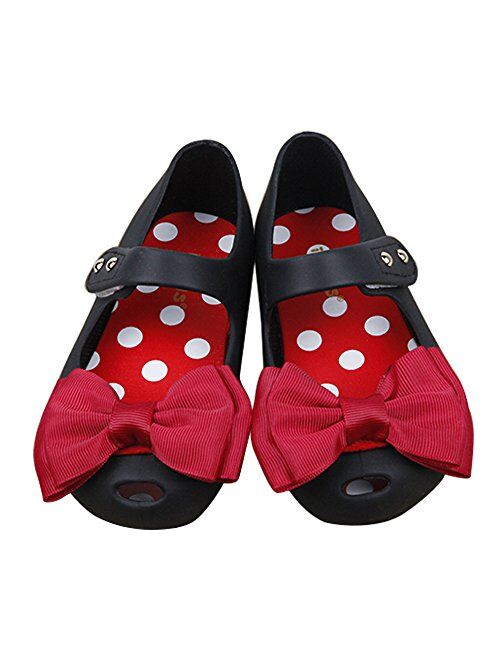 iFANS Girls Princess Mary Jane Cloth Bow Jelly Shoes Flats(Toddler Little Kids)