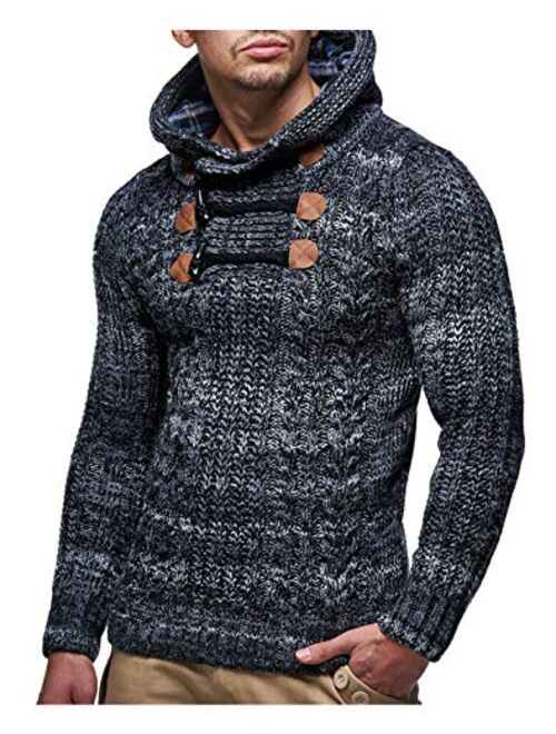 Leif Nelson Men’s Knitted Pullover | Long-sleeved slim fit hoodie | Basic winter hoodie-sweater for Men