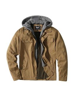 JYG Men's Cotton Stand Collar Military Jacket