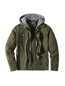 JYG Men's Cotton Stand Collar Military Jacket