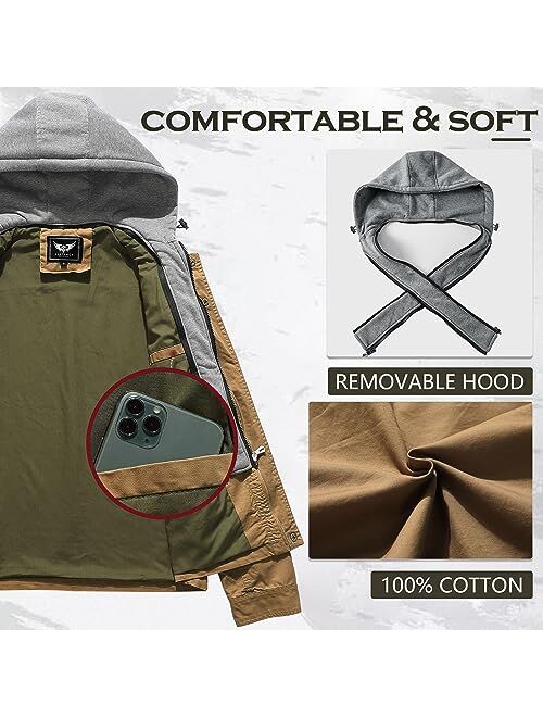 JYG Men's Cotton Stand Collar Military Jacket