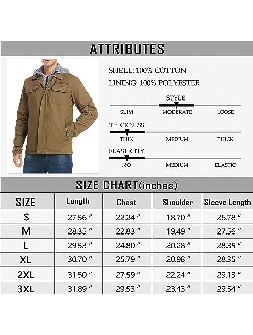 JYG Men's Cotton Stand Collar Military Jacket