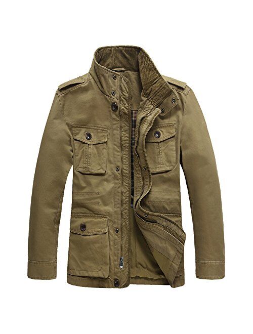 JYG Men's Cotton Stand Collar Military Jacket