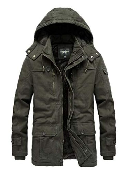 JYG Men's Winter Thicken Military Parka Jacket With Removable Hood