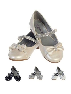 Gwen & Zoe Girl Dress Flats Shoes for Weddings, Christmas and Parties - Big and Little Girl Flats, Toddler, First Communion with Rhinestone Strap