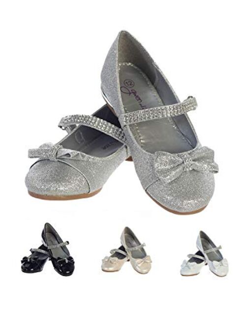 Gwen & Zoe Girl Dress Flats Shoes for Weddings, Christmas and Parties - Big and Little Girl Flats, Toddler, First Communion with Rhinestone Strap