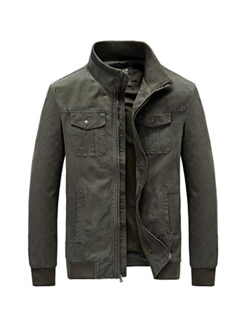 JYG Men's Casual Cotton Military Jacket with Removable Hood