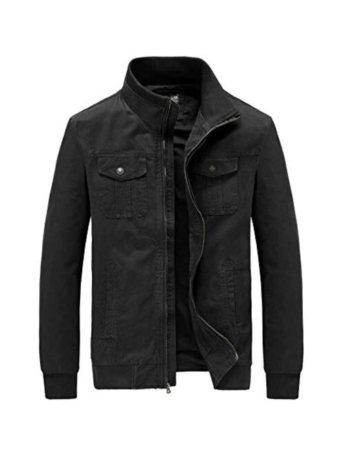 JYG Men's Casual Cotton Military Jacket with Removable Hood