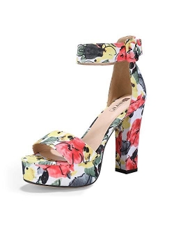 Women's IN5 Sabrina Ankle Strap Platform High Chunky Heels Party Sandal