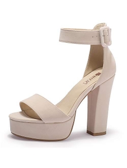 Women's IN5 Sabrina Ankle Strap Platform High Chunky Heels Party Sandal