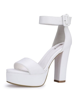 Women's IN5 Sabrina Ankle Strap Platform High Chunky Heels Party Sandal