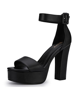 Women's IN5 Sabrina Ankle Strap Platform High Chunky Heels Party Sandal