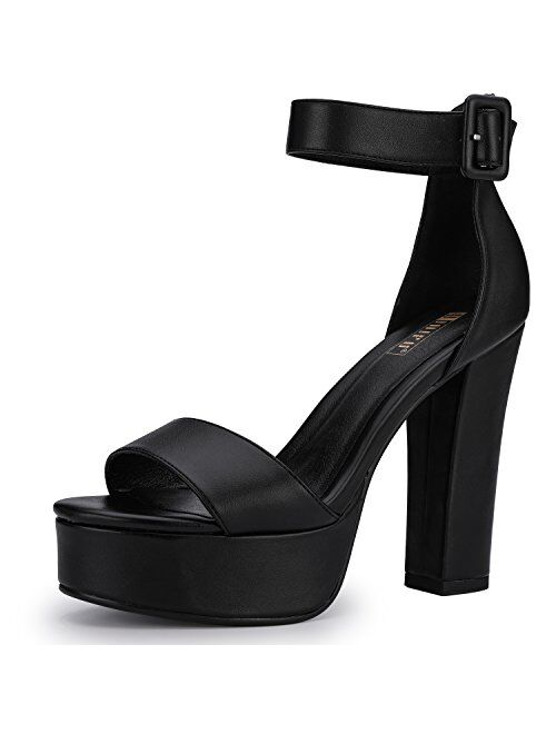 IDIFU Women's IN5 Sabrina Ankle Strap Platform High Chunky Heels Party Sandal