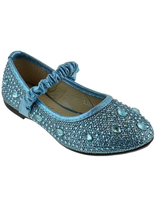 SHOEDEZIGNS FU 037 KM Little Girls Rhinestone Ballet Ballerina Flats Silver Glitter