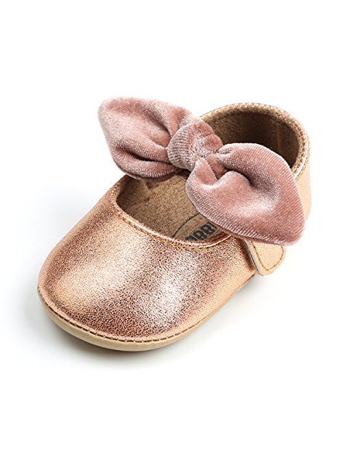 OAISNIT Baby Girl Shoes Mary Jane Flats Anti-Slip Princess Wedding Dress Infant Girl Soft Lightweight Crib Shoes