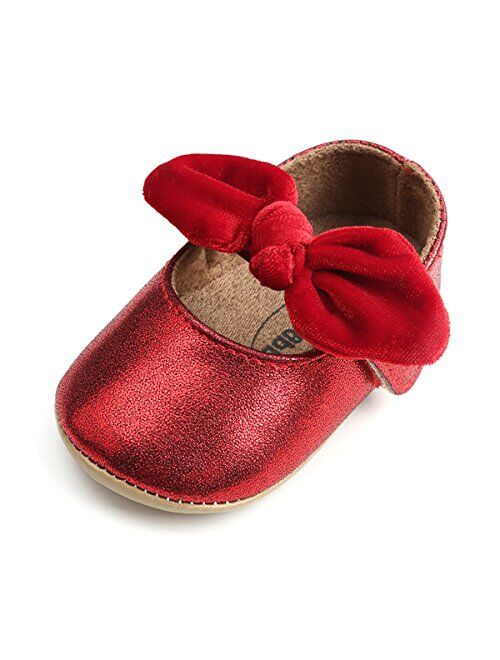 OAISNIT Baby Girl Shoes Mary Jane Flats Anti-Slip Princess Wedding Dress Infant Girl Soft Lightweight Crib Shoes