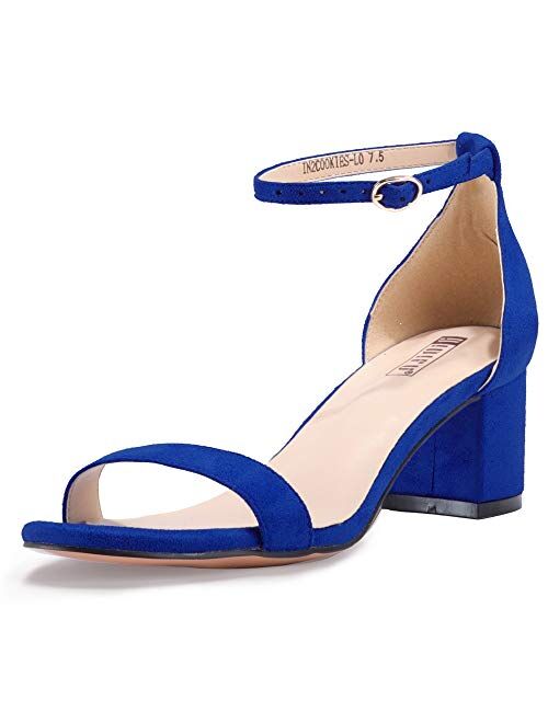 IDIFU Women's Cookie-LO Low Block Heels Chunky Sandals Ankle Strap Wedding Dress Pump Shoes