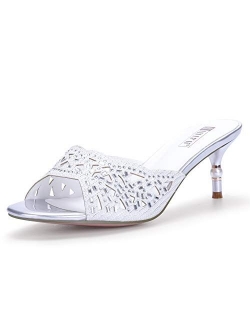 Women's IN2 Nina Wedding Bridal Heels Sandals for Bride Bridesmaid Low Kitten Evening Pearl Glitter Slide Mules Dress Shoes