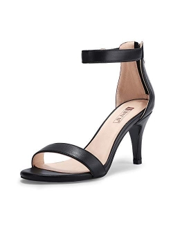 Women's IN3 Slim Fashion Ankle Strap Stiletto Open Toe Pump Heel Sandals Wedding Shoes with Zipper