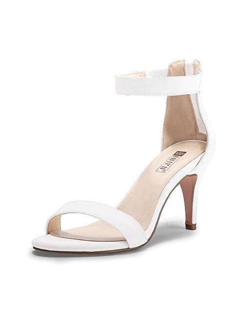 IDIFU Women's IN3 Slim Fashion Ankle Strap Stiletto Open Toe Pump Heel Sandals Wedding Shoes with Zipper