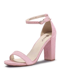 Women's IN4 Cookie-HI Chunky Block High Heel Open Toe Ankle Strap Dress Party Wedding Pump Sandals