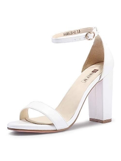 Women's IN4 Cookie-HI Chunky Block High Heel Open Toe Ankle Strap Dress Party Wedding Pump Sandals