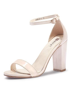 Women's IN4 Cookie-HI Chunky Block High Heel Open Toe Ankle Strap Dress Party Wedding Pump Sandals