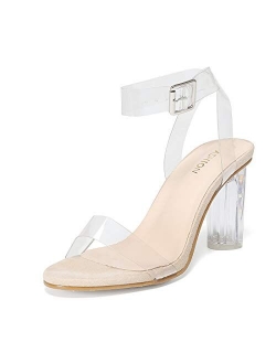 Women's Heeled Sandals Ankle Strap Block Chunky High Heel Open Toe Pump Sandals