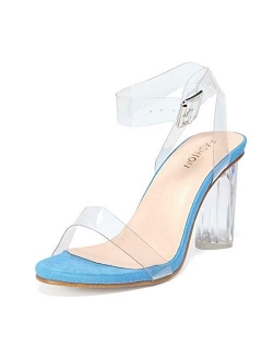 Women's Heeled Sandals Ankle Strap Block Chunky High Heel Open Toe Pump Sandals