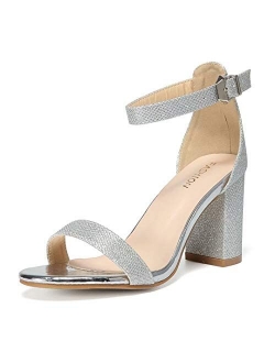 Women's Heeled Sandals Ankle Strap Block Chunky High Heel Open Toe Pump Sandals