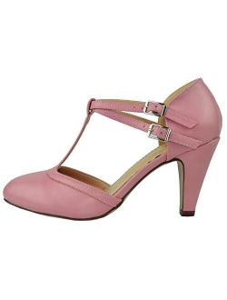 Kimmy-58 Women's Mary Jane T-Strap Round Toe Pump