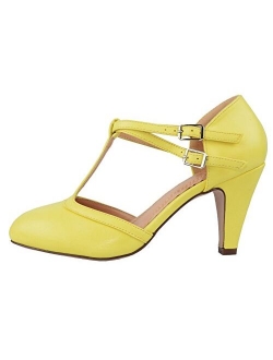 Kimmy-58 Women's Mary Jane T-Strap Round Toe Pump