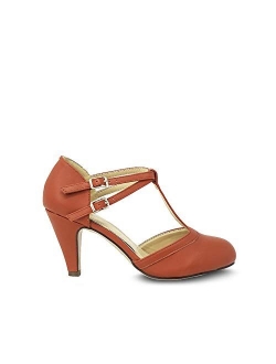 Kimmy-58 Women's Mary Jane T-Strap Round Toe Pump