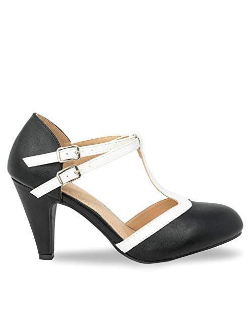 Chase & Chloe Kimmy-58 Women's Mary Jane T-Strap Round Toe Pump