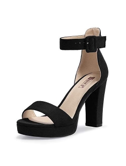 Women's IN4 Sabrina Platform Chunky High Heels Ankle Strap Heeled Sandals Wedding Party Dress Shoes