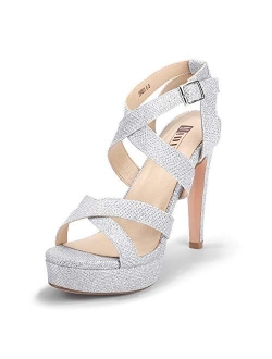 Women's High Heel Cross Strap Buckled Heeled Sandal Strappy Platform Stiletto Party Wedding Dress Shoes