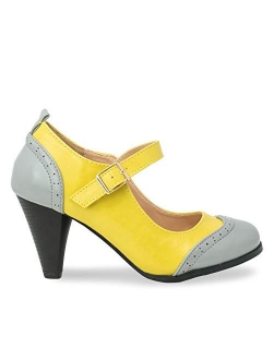 Dora-2 Women's Round Toe Two Tone Mary Jane Pumps