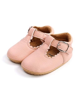 XYLUIGI Baby Girls Mary Jane Flats Bowknot Anti-Slip Rubber Sole Toddler First Walkers Princess Dress Shoes