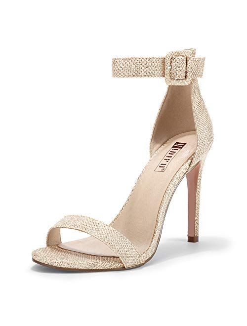 IDIFU Women's Dressy High Heel Stiletto Sandals Open Toe Buckled Party Wedding Shoes Heels for Women Bride