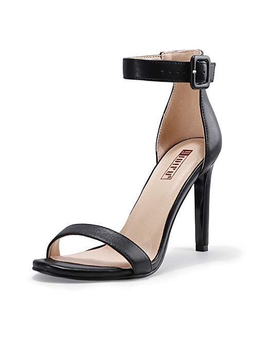 IDIFU Women's Dressy High Heel Stiletto Sandals Open Toe Buckled Party Wedding Shoes Heels for Women Bride