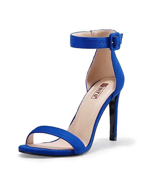 IDIFU Women's Dressy High Heel Stiletto Sandals Open Toe Buckled Party Wedding Shoes Heels for Women Bride