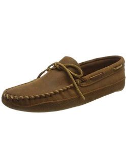 Minnetonka Men's Suede Moccasin Slippers, Double Bottom Softsole Moc Slip-on